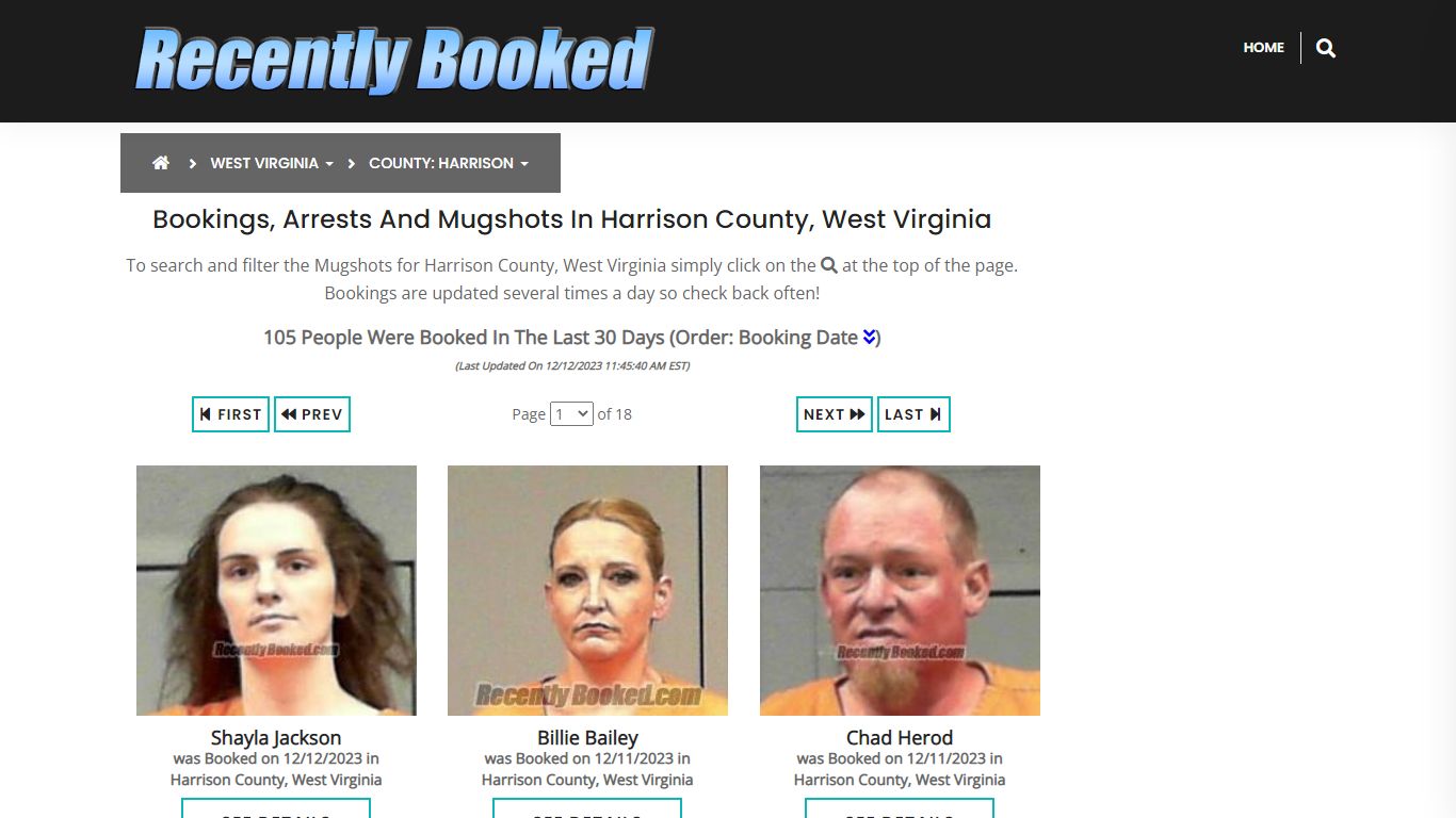 Bookings, Arrests and Mugshots in Harrison County, West Virginia